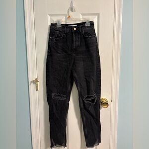 Zara Black Denim Jeans with Knee Holes
